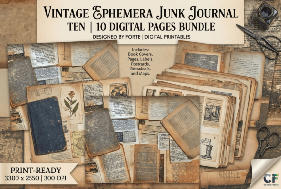 Download Vintage Ephemera Junk Journal Kit - Ephemera Collection