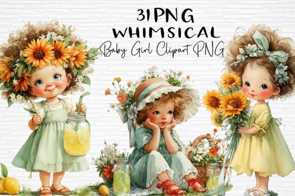 Download Whimsical Baby Girl Clipart PNG - Baby girl clipart Collection