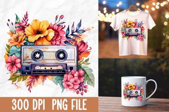 Download Retro 80s Vintage Cassette Tape Flower - Retro Collection