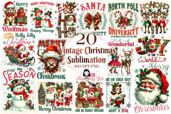 Download Vintage Retro Christmas Sublimation - Retro Collection
