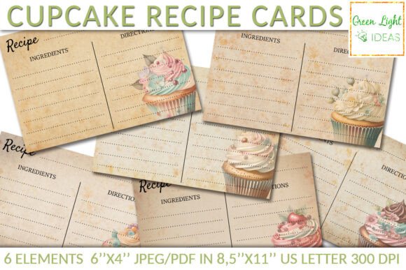 Download Vintage Cupcakes Recipe Cards Ephemera - Ephemera Collection