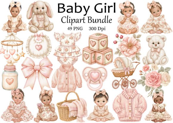 Download Baby Girl Clipart PNG Bundle - Baby girl clipart Collection