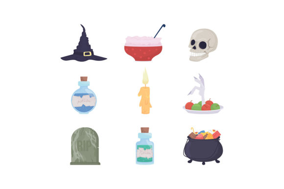 Download Halloween Decorations Semi Color Set - Halloween decorations Collection