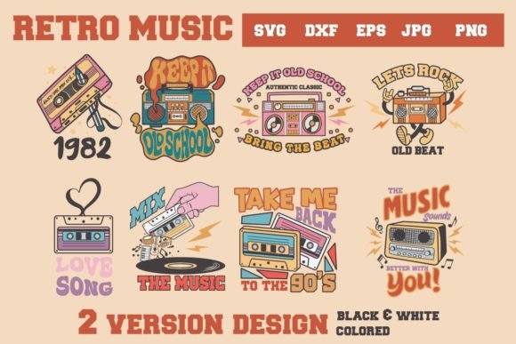 Download Retro Music Bundle Svg and Sublimation - Retro Collection