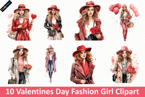 Download Valentines Day Fashion Girl Clipart - Valentine Collection