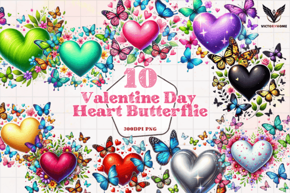 Download Valentine Day Heart Butterflie Clipart - Valentine Collection